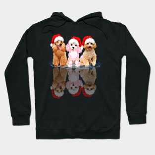 Shadow Poodle Dog Christmas Sweatershirt Cute Poodle Santar Hat Gift T-Shirt Hoodie